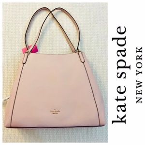 NWT KATE SPADE NY LARGE TRIPLE COMPARTMENT SATCHEL ROSE SMOKE SHOULDER BAG